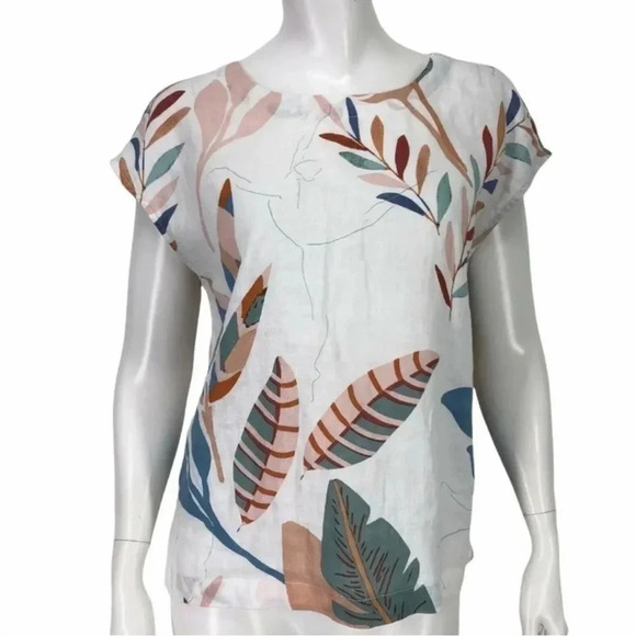 Cynthia Rowley 100% linen leaf back button down size Medium never worn - Picture 1 of 6